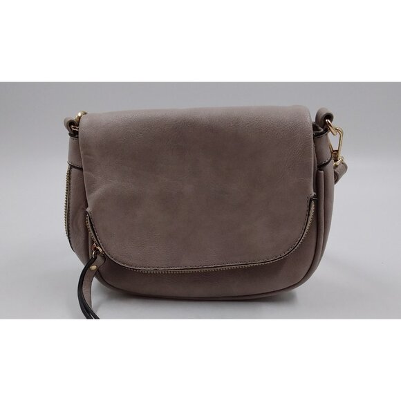 Ladies Gray Faux Leather Small Expandable Shoulder Crossbody Bag Purse - Picture 1 of 5